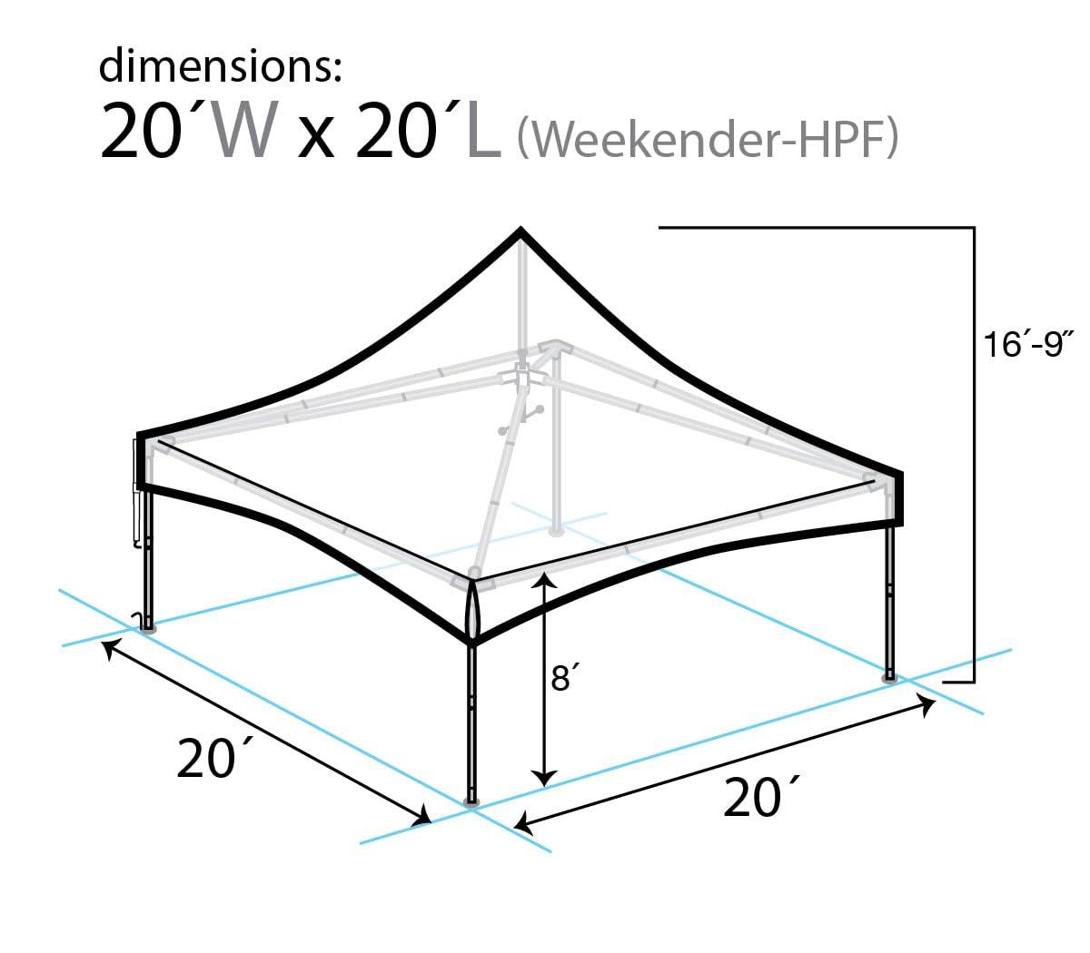 Party Tents Direct Weekender High Peak Frame Party Tent, White, 20 ft x 20 ft