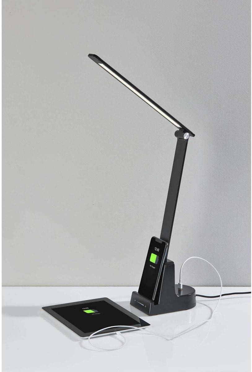 Matte Black Adjustable LED Desk Lamp with Wireless Charging