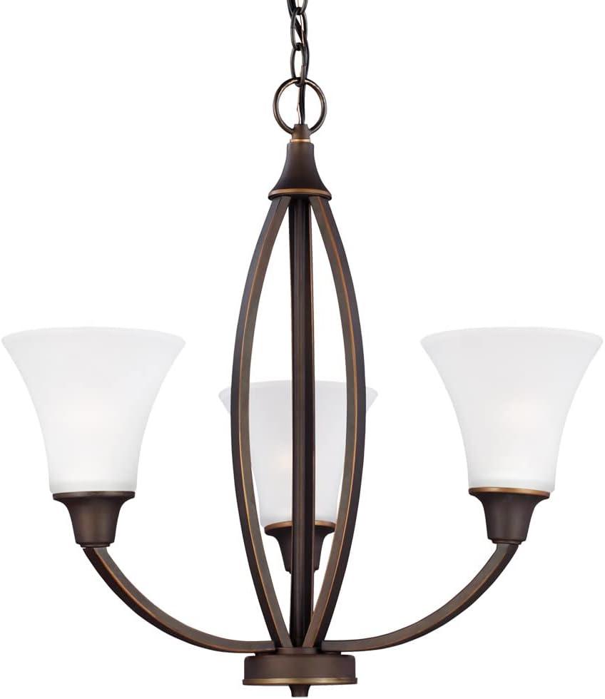 Autumn Bronze 3-Light Chandelier with Satin Etched Glass Shades