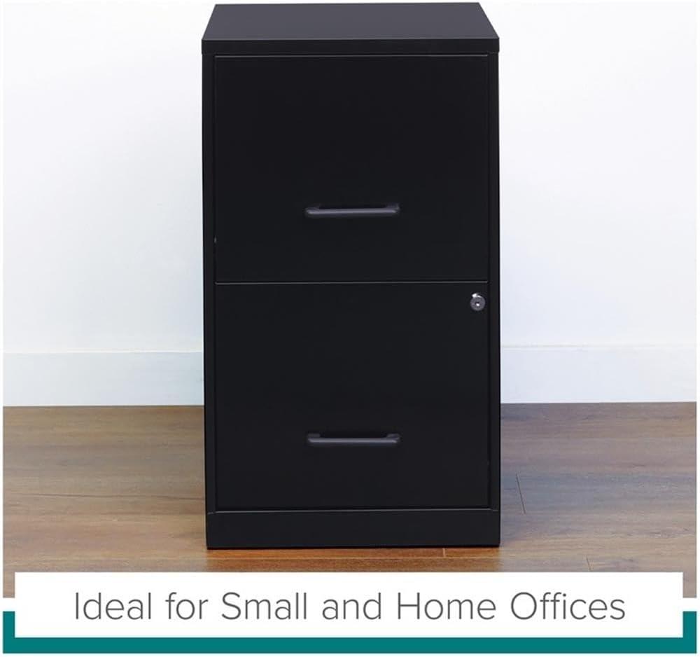 Black Metal 2-Drawer Lockable File Cabinet