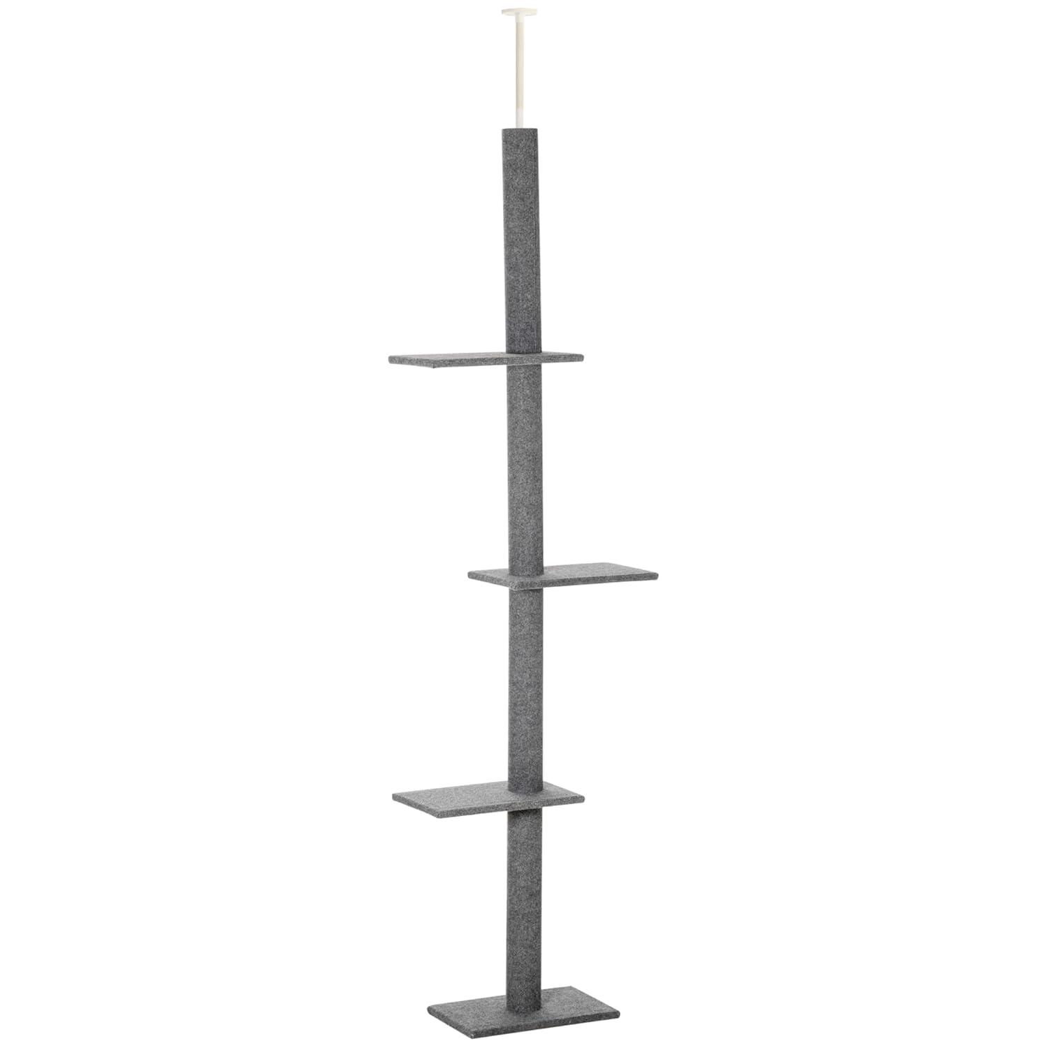 Pawhut 4-level Platform Cat Tree with Sisal-Covered Scratching Posts, Gray