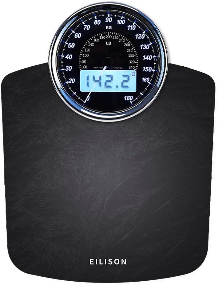 Eilison Black Digital and Analog Floor Scale with LED Display