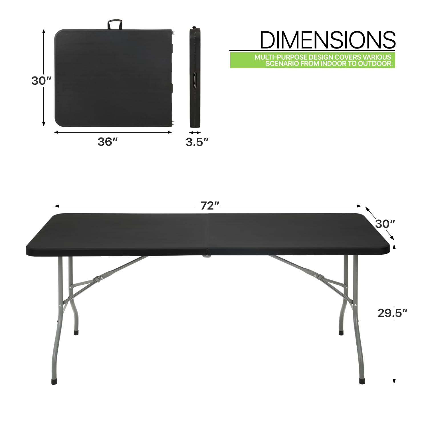 Plastic Folding Card Table, Indoor Outdoor Portable Picnic Table with Carrying Handle for Camping