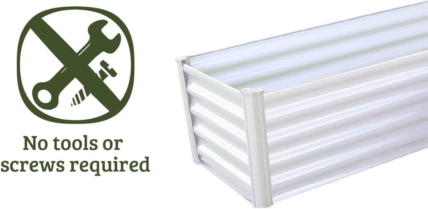 Surfmist White L-Shaped Galvanized Steel Raised Garden Bed