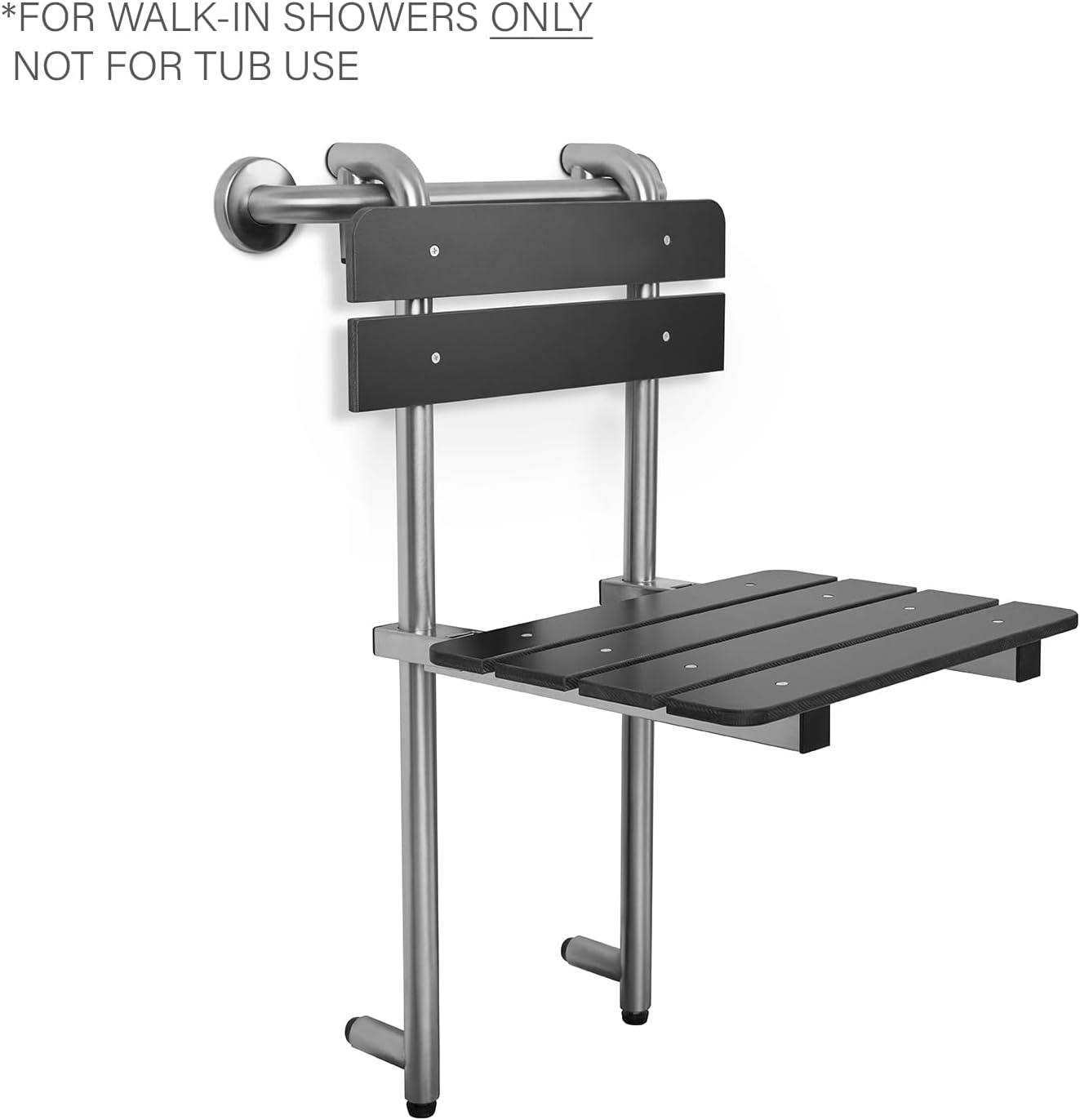 Seachrome Portable Hanging Profile Bench Shower Seat with 18-inch Grab Bar, Grab Bar Supported