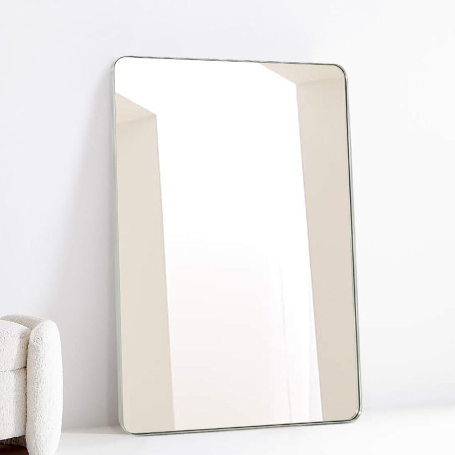 TEHOME Veion Rectangle Metal Wall Mirror 30" x 40" - Brushed Nickel