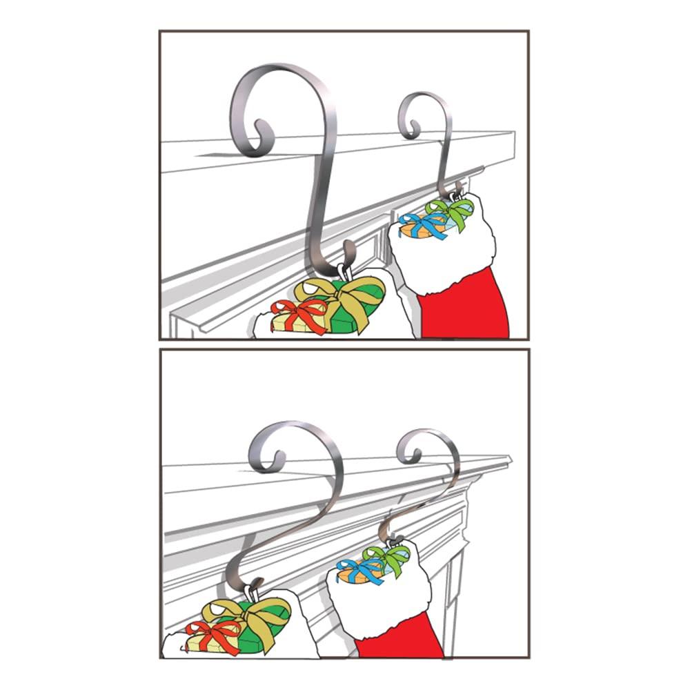 Haute Decor Stocking Scrolls Embossed Holly Stocking Holder (Set of 4)