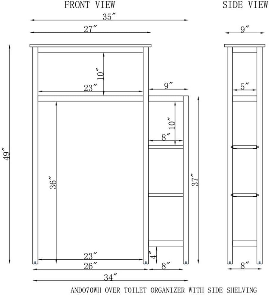 White Adjustable Over-the-Toilet Organizer with Side Shelving