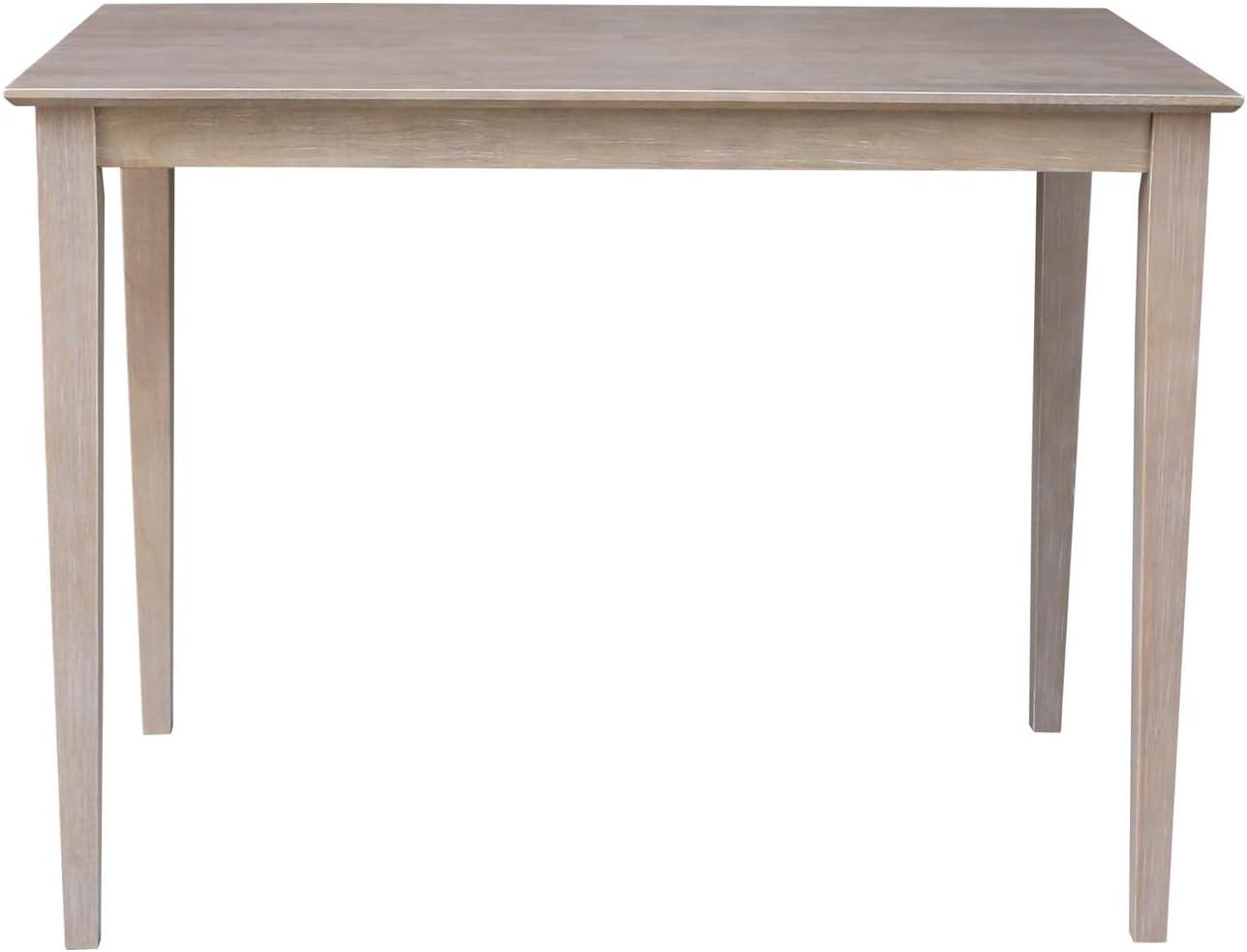 Solid Wood 30" X 48" Counter Height Table Washed Gray Taupe - International Concepts: Parawood, Non-Extension, Modern Style