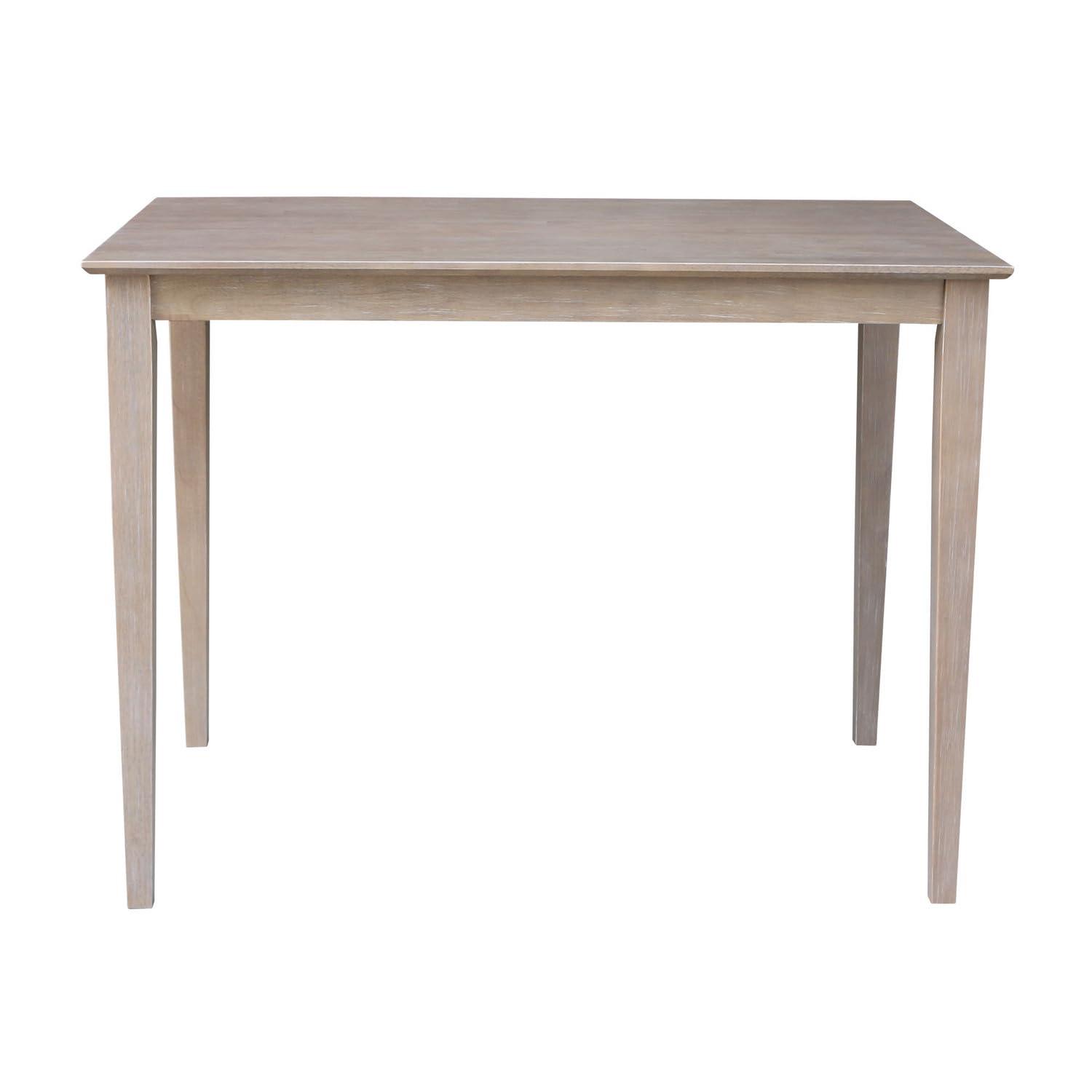 Solid Wood 30" X 48" Counter Height Table Washed Gray Taupe - International Concepts: Parawood, Non-Extension, Modern Style