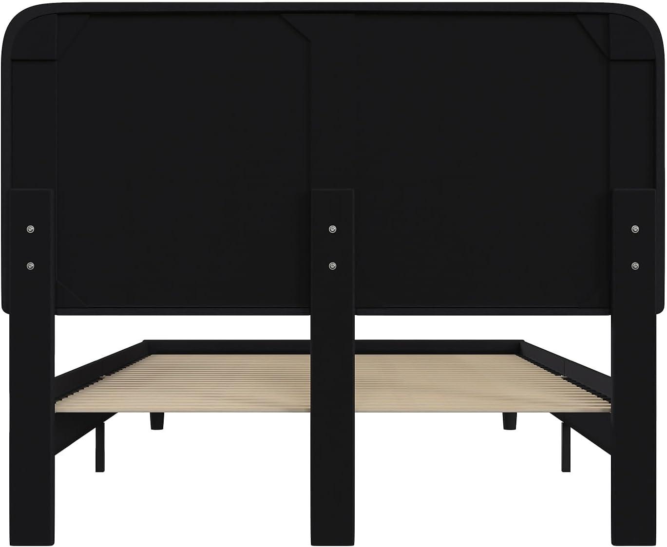 Flash Furniture Addison Fabric Queen Platform Bed with Headboard in Charcoal