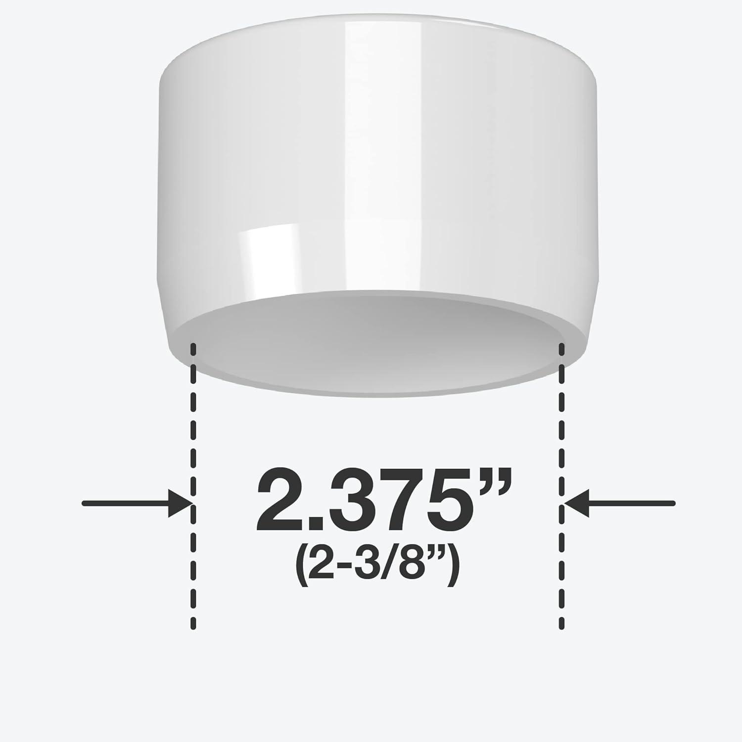 White 2'' PVC External End Cap, Pack of 10