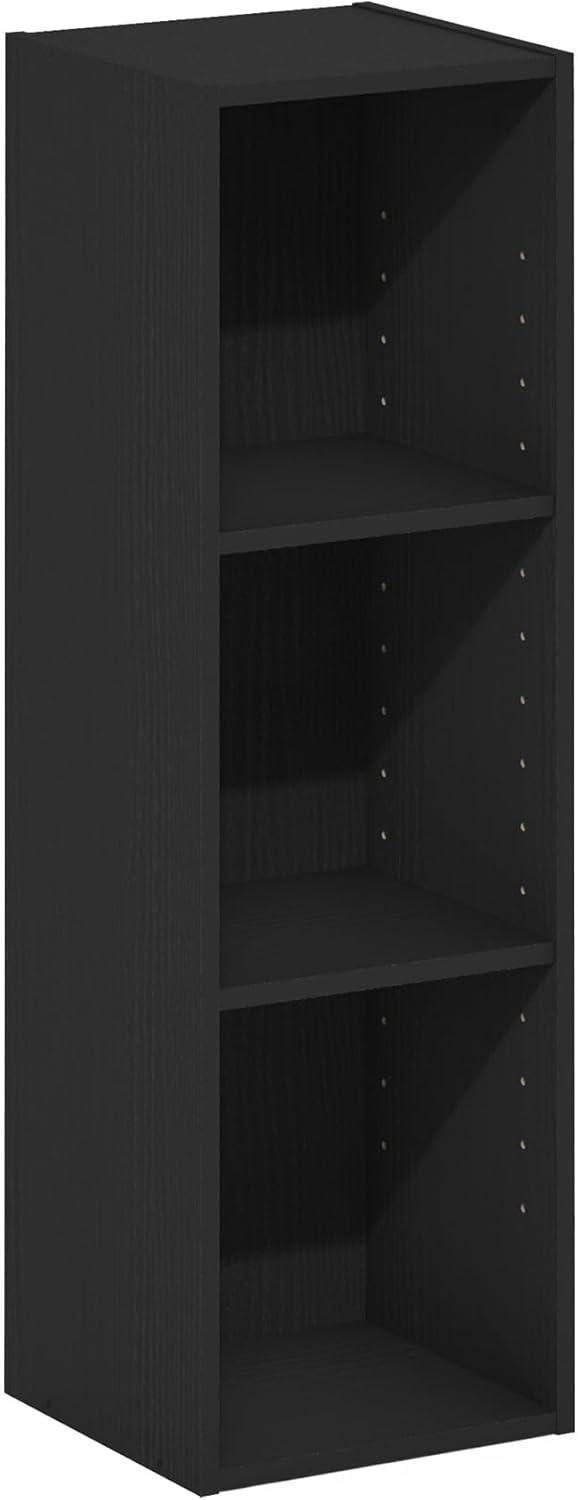 Furinno Fulda 3-Tier Space Saving Storage Shelf Bookcase, 10-Inch Width, Blackwood