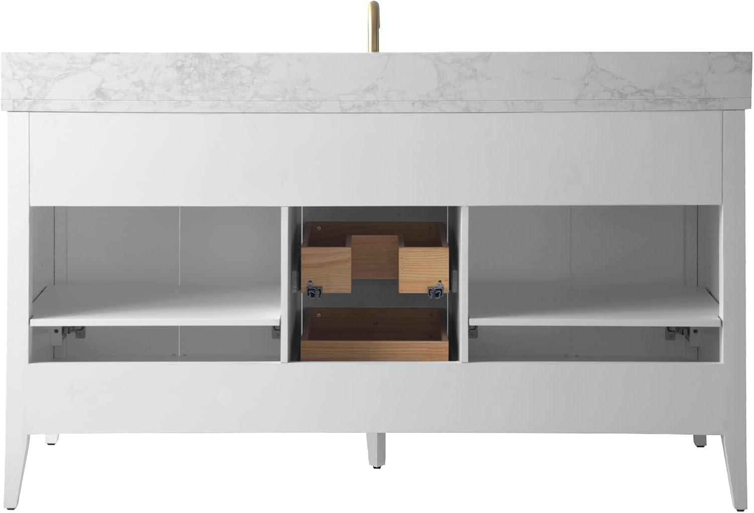 60'' Single Bathroom Vanity with Engineered Marble Top