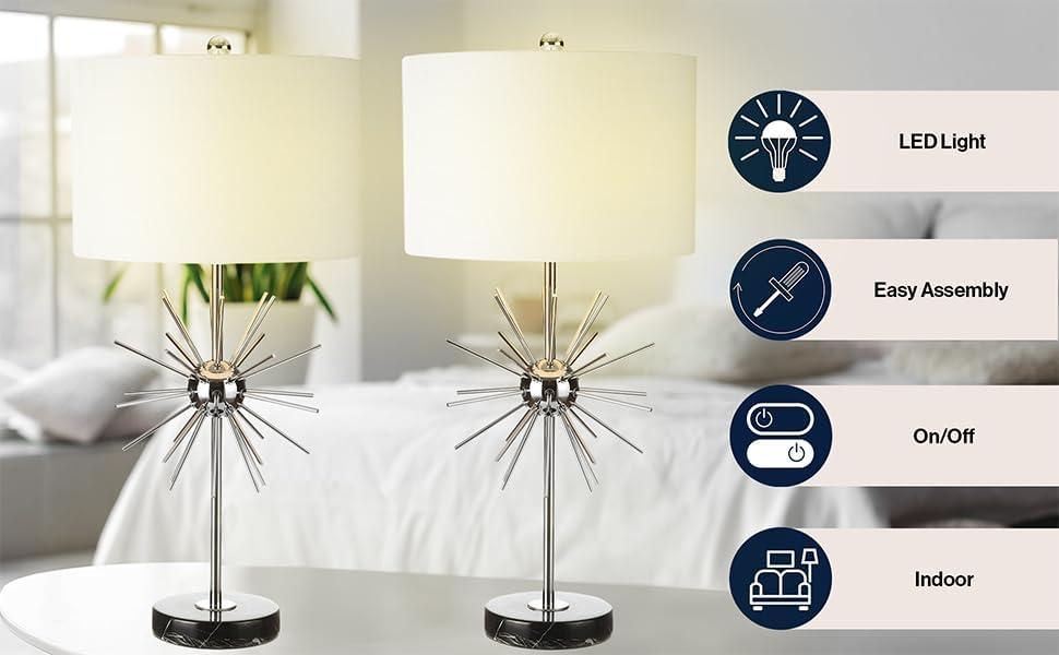 Jonathan Y Lighting Jyl2011a-Set2 Aria 1 Light 31-1/2" Tall Led Buffet Table Lamp - Chrome