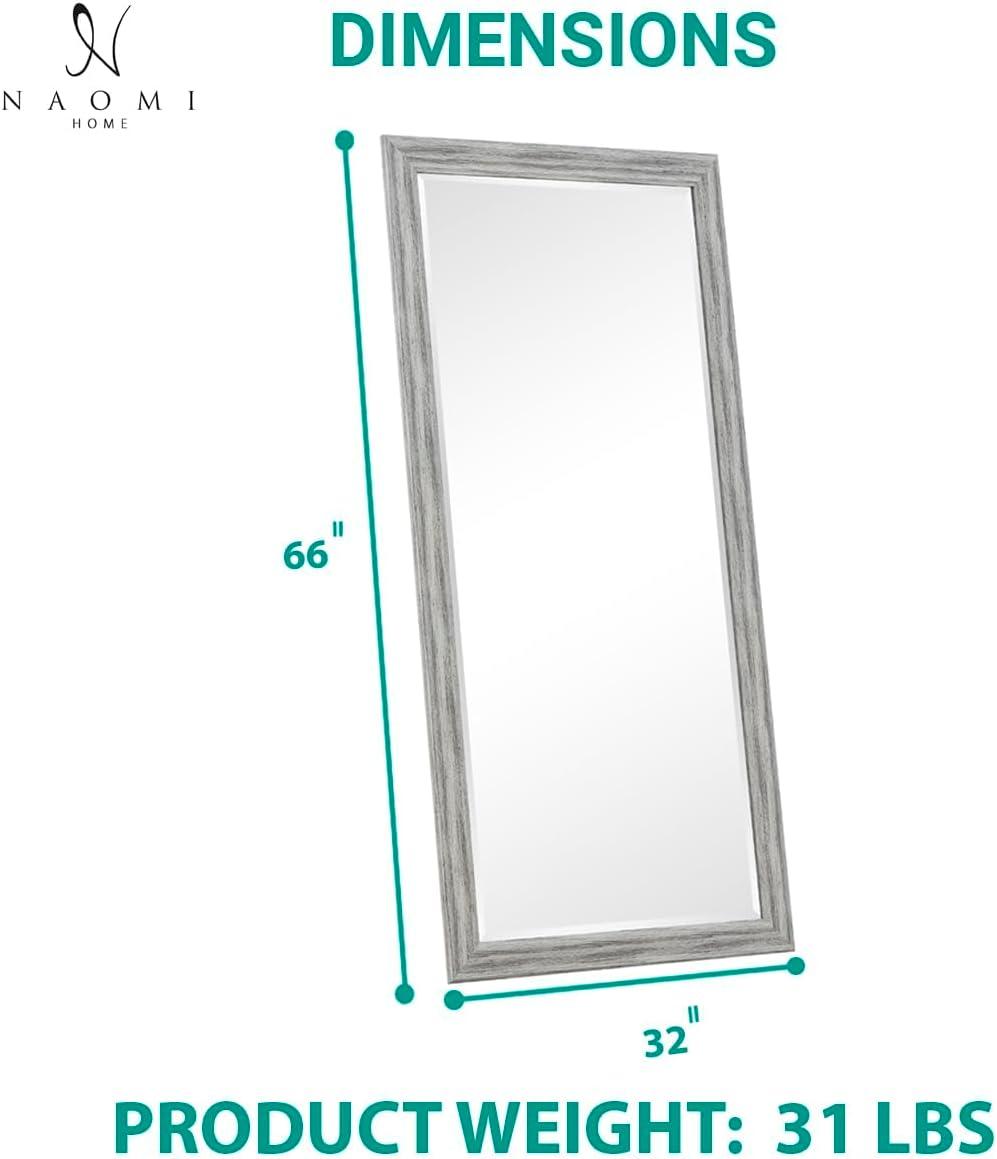 Highland Dunes Lindberg Rectangle Full Length Mirror, Faux Wood Farmhouse Mirror, Floor Mirror
