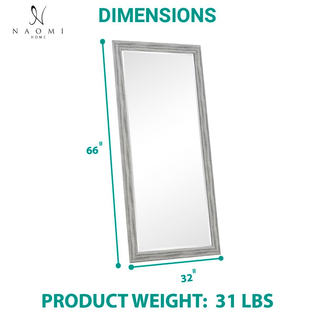 Highland Dunes Lindberg Rectangle Full Length Mirror, Faux Wood Farmhouse Mirror, Floor Mirror