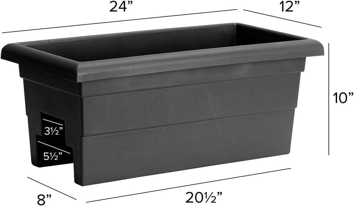 Novelty Countryside Weather Resistant Rail Planter, Black, 24"