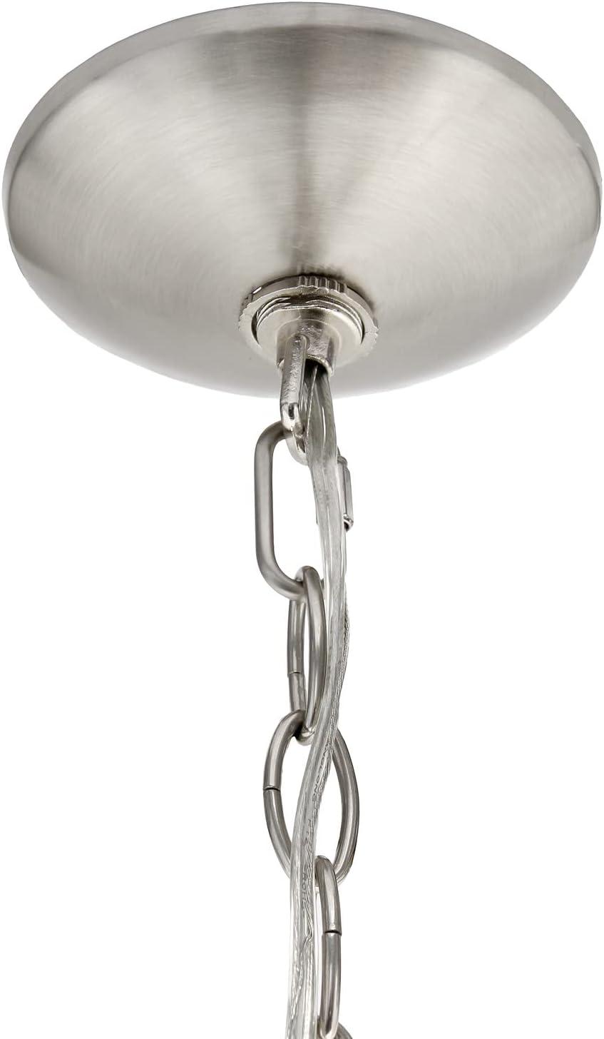 18" Adjustable 3Lt Metal and Clear Glass Hanging Ceiling Pendant Brushed Nickel