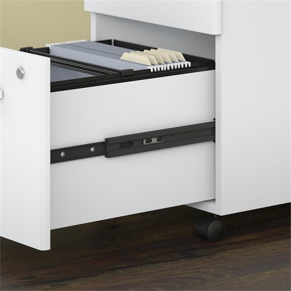 Bush Business Furniture Studio C L Shaped Desk with Mobile File Cabinet and Return