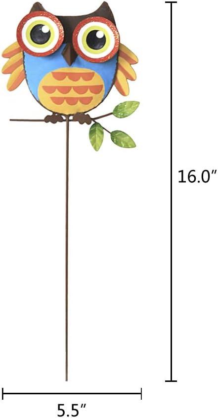 Attraction Design Metal Owl Garden Stake Set of 2, Indoor Outdoor Owl Decor for Patio Lawn Ornament Garden Yard Art Flower Bed Decoration Owl Figurine and Sculpture 16Inch