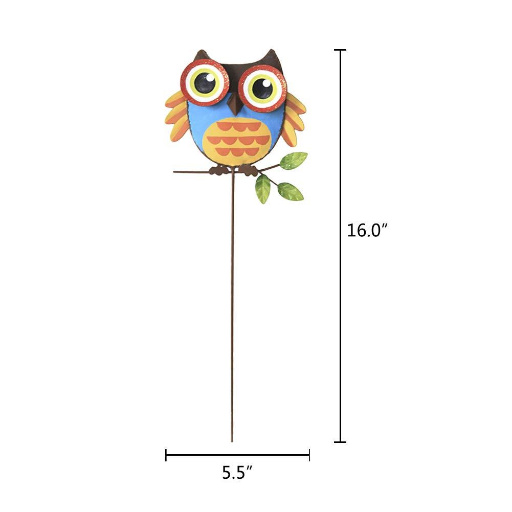 Attraction Design Metal Owl Garden Stake Set of 2, Indoor Outdoor Owl Decor for Patio Lawn Ornament Garden Yard Art Flower Bed Decoration Owl Figurine and Sculpture 16Inch