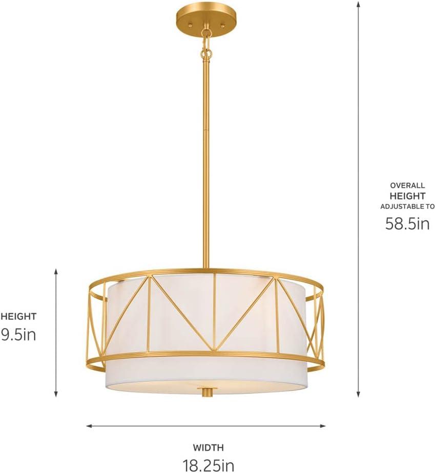 52075CLG-Kichler Lighting-Birkleigh - 3 Light Convertible Semi-Flush Mount In Art Deco Style-9.5 Inches Tall-Classic Gold Finish