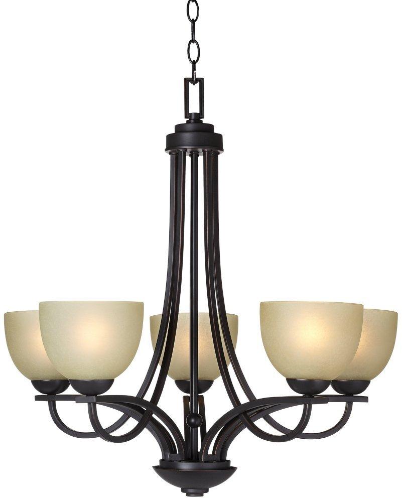 Franklin Iron Works Italian Bronze Pendant Chandelier Lighting Fixture 26" Wide Modern Antique Amber Glass 5-Light for Dining Room Kitchen Island Home