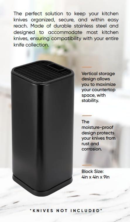 Dura Living Dura Living Universal Knife Block Holder, Stainless Steel Organizer, Space-Saving Storage Stand