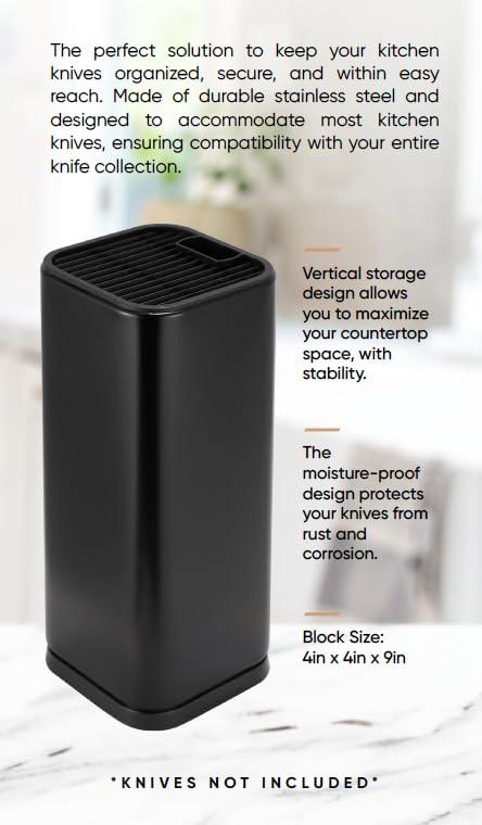 Dura Living Dura Living Universal Knife Block Holder, Stainless Steel Organizer, Space-Saving Storage Stand