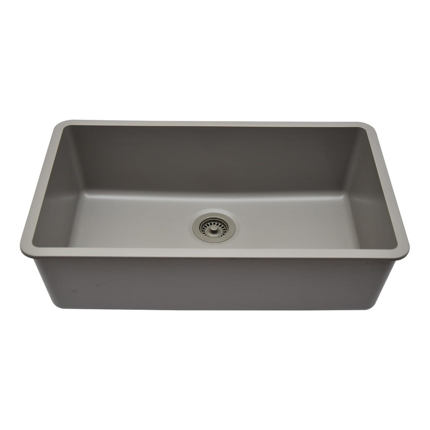 32" x 19" Quartz Kitchen Sink, Single Bowl Sink, Drop-in Sink, Undermount Sink, Granite Kitchen Sink, with Steel Grids and Basket Strainer, Disposal Flange