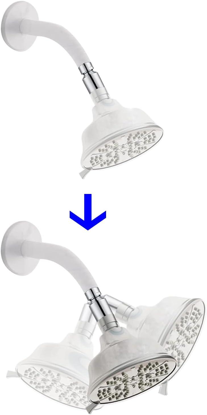 Hibbent All Metal Shower Head Swivel Ball Joint Adapter, Solid Brass Adjustable Shower Arm Connector, Showerhead Extension, Universal Showering Component, Polished Chrome