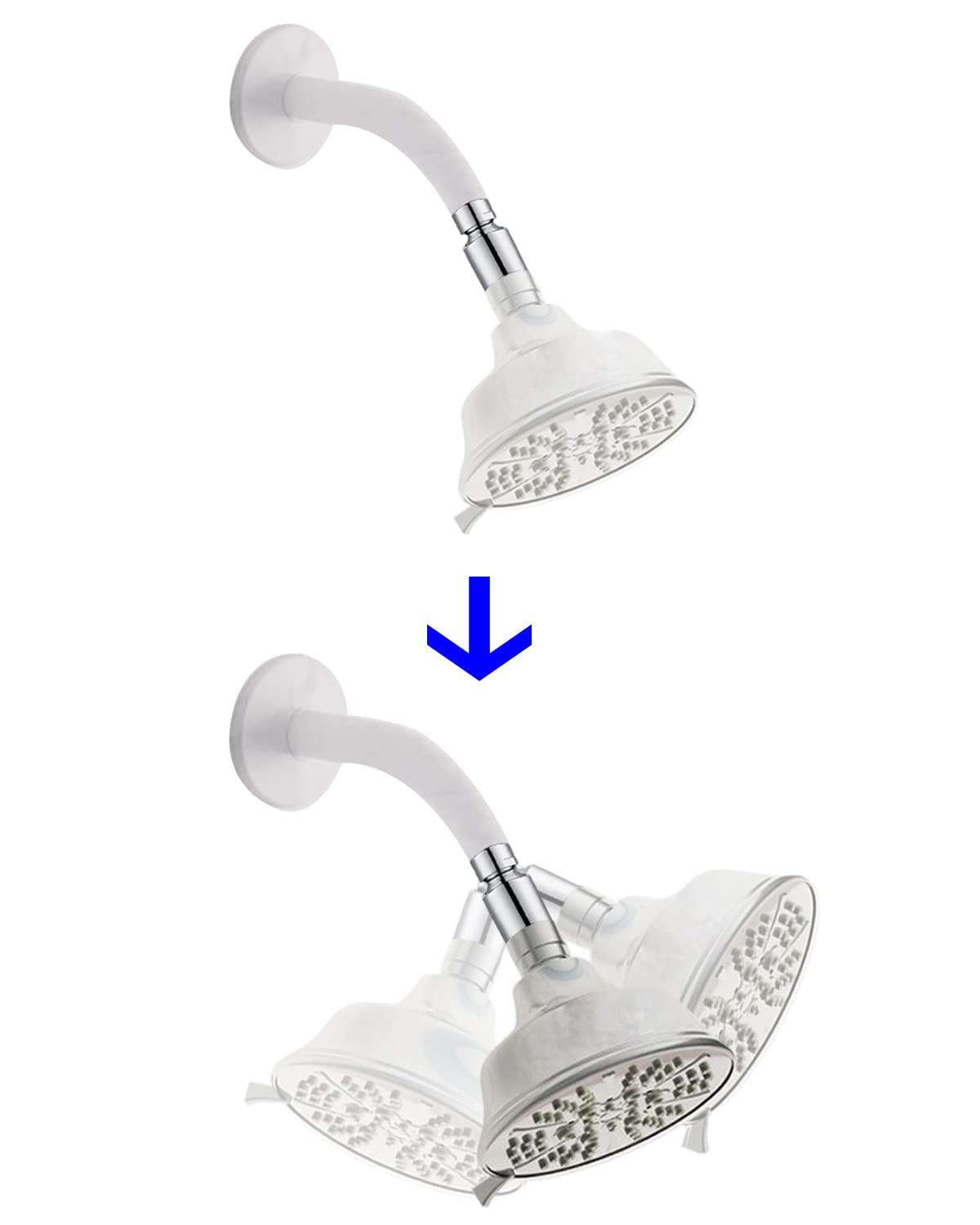 Hibbent All Metal Shower Head Swivel Ball Joint Adapter, Solid Brass Adjustable Shower Arm Connector, Showerhead Extension, Universal Showering Component, Polished Chrome