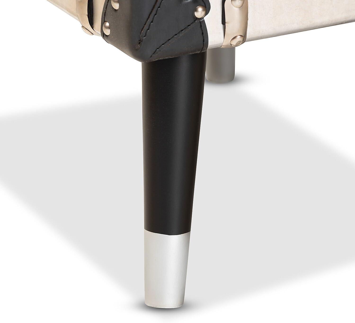 Dilan Metal 3 Drawer Nightstand Light Cream/Black - Baxton Studio: Vintage Style Bedside Storage