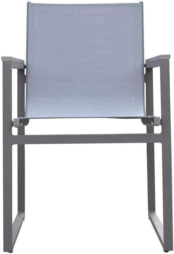 Armen Living Bistro Outdoor Patio Dining Chair in Grey Finish with Grey Sling - Set of 2