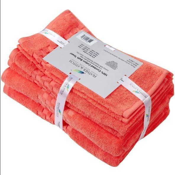 Coral Cotton 6-Piece Towel Set with Hand and Washcloths