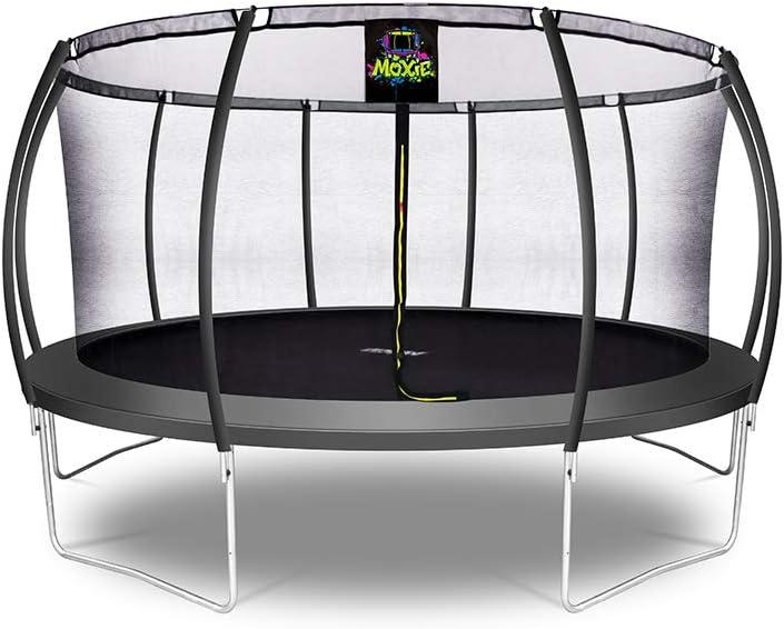 Moxie Machrus Moxie Pumpkin-Shaped Outdoor Trampoline Set with Top-Ring Frame Safety Enclosure, 15 FT