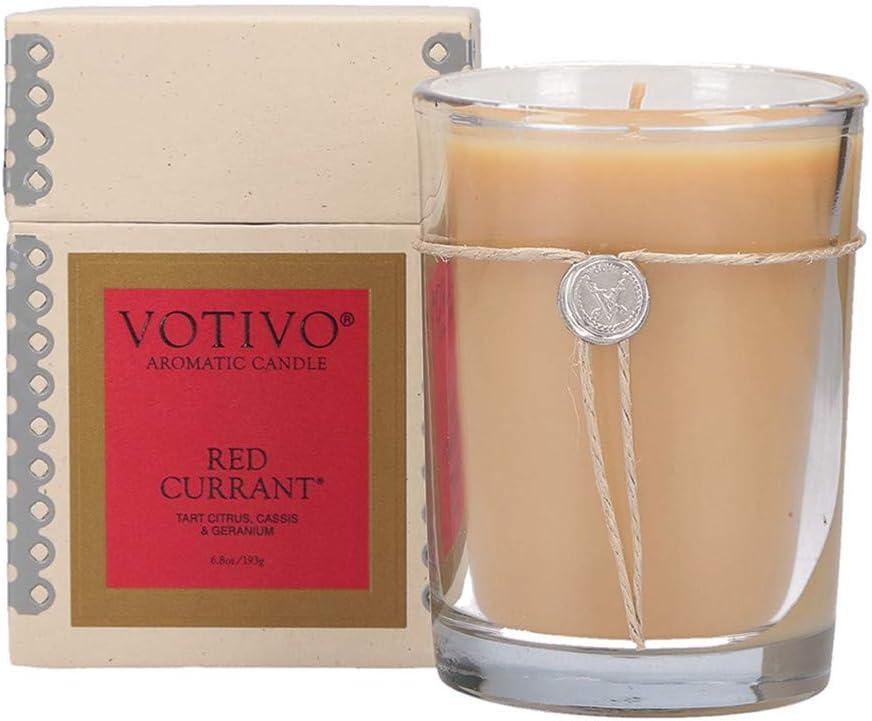 Votivo Red Currant 6.8 oz Aromatic Candle | Soy Wax Blend | Luxury Glass Jar Scented Candle & Box | Candles for Home Scented | Long Burning & Highly Scented