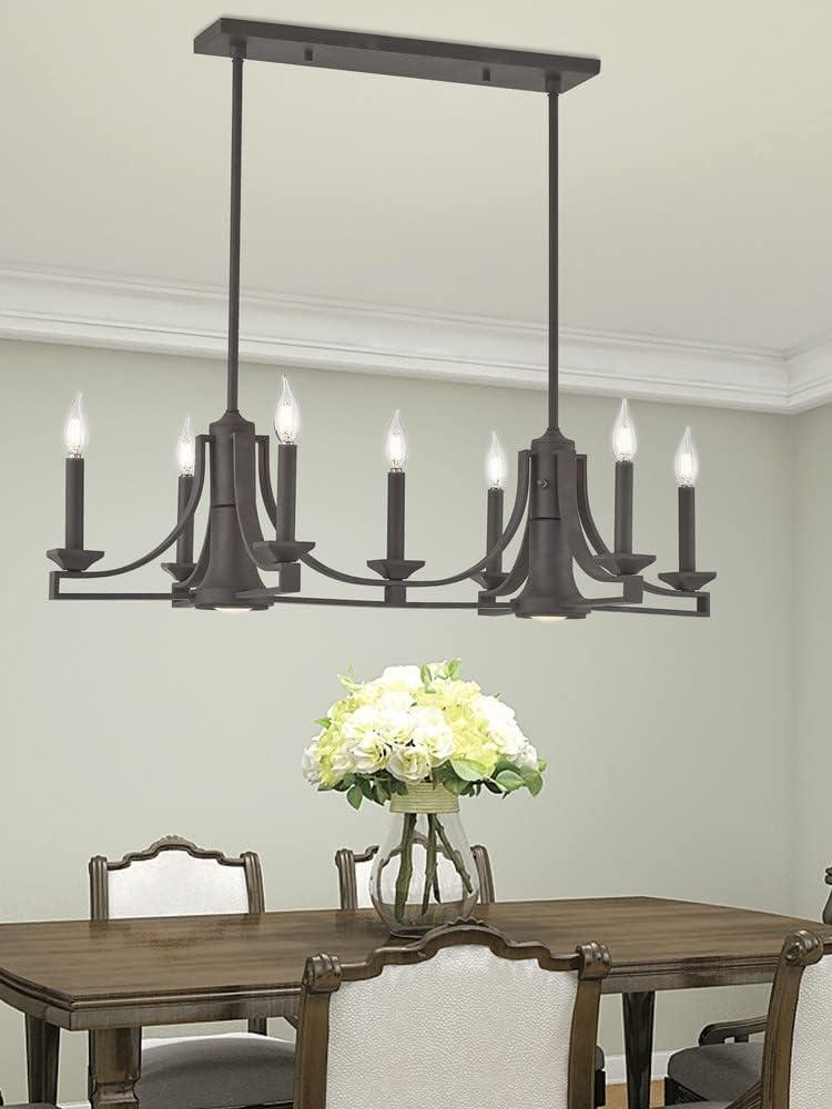 Modern Transitional Bronze Steel 9-Light Indoor Chandelier