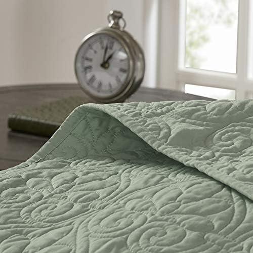Madison Park 3pc Full/Queen Vancouver Reversible Coverlet Set Seafoam: Lightweight, Machine Washable