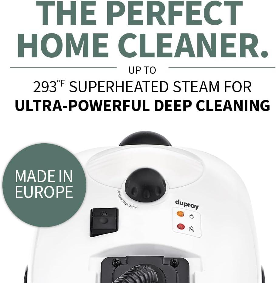 Dupray Home Steam Cleaner European Made Kills 99.99%* Bacteria Viruses for Disinfection and Cleaning Flooring, Cars, Tile, and More