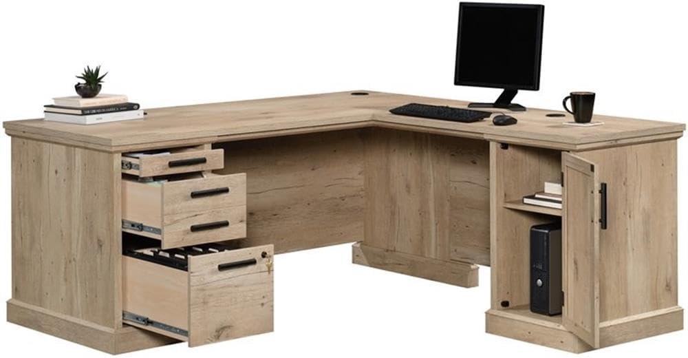 Sauder Mason Peak Engineered Wood L-Shaped Desk in Prime Oak