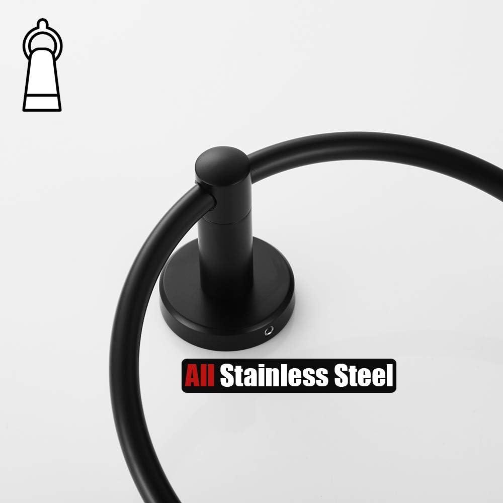 Matte Black Stainless Steel Wall Mounted Towel Ring