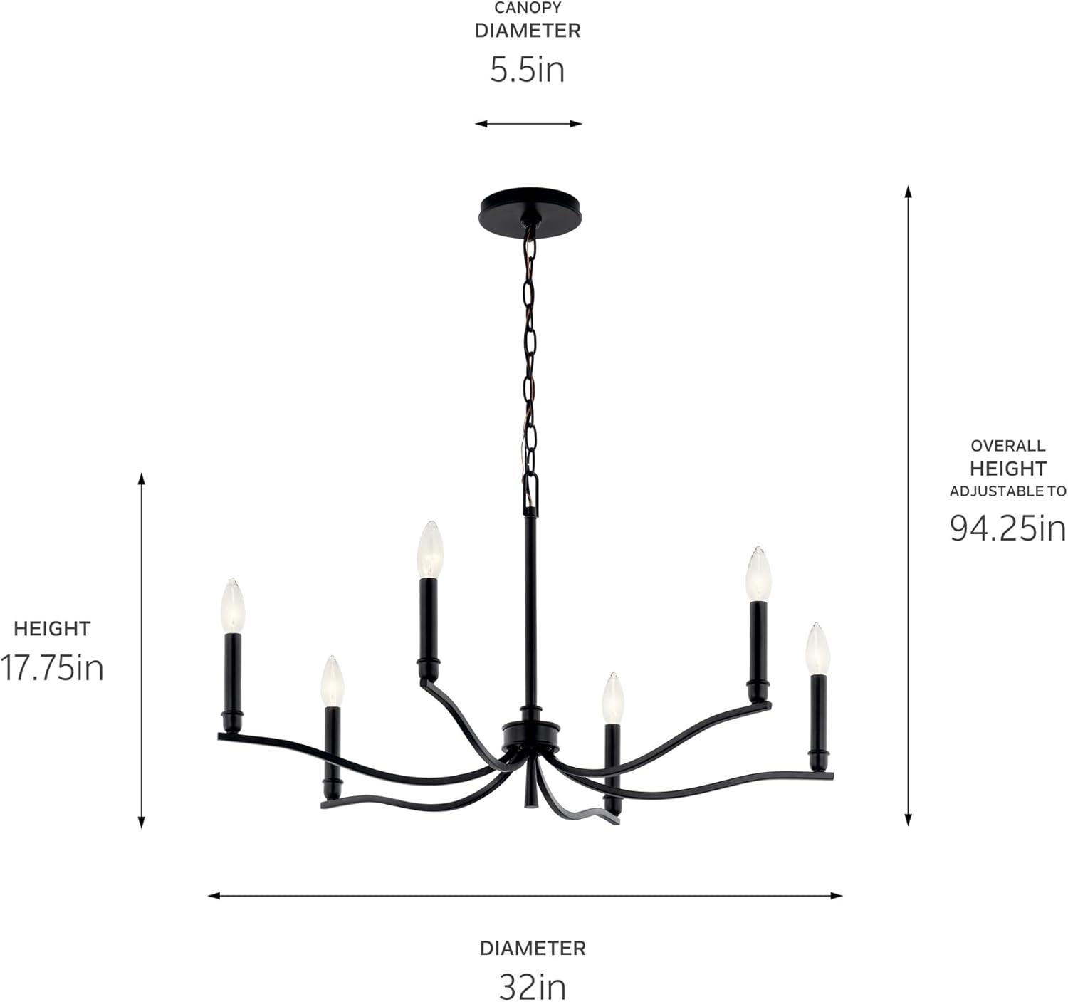 Malene Black 6-Light Taper Candle Style Chandelier