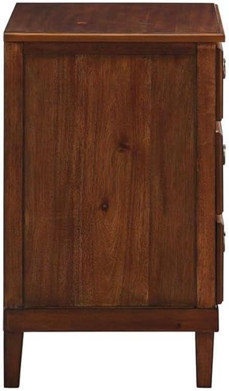Comfort Pointe Cambridge Nightstand Brown: Elegant 3-Drawer Storage, Metal Hardware, No Assembly Required