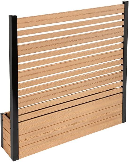 Cedar Freestanding Vinyl Privacy Screen with Planter Box