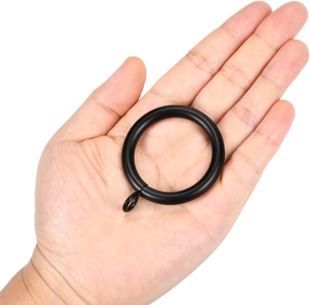 Black Metal Curtain Rings with Eyelets, 1.5 Inch, Set of 14