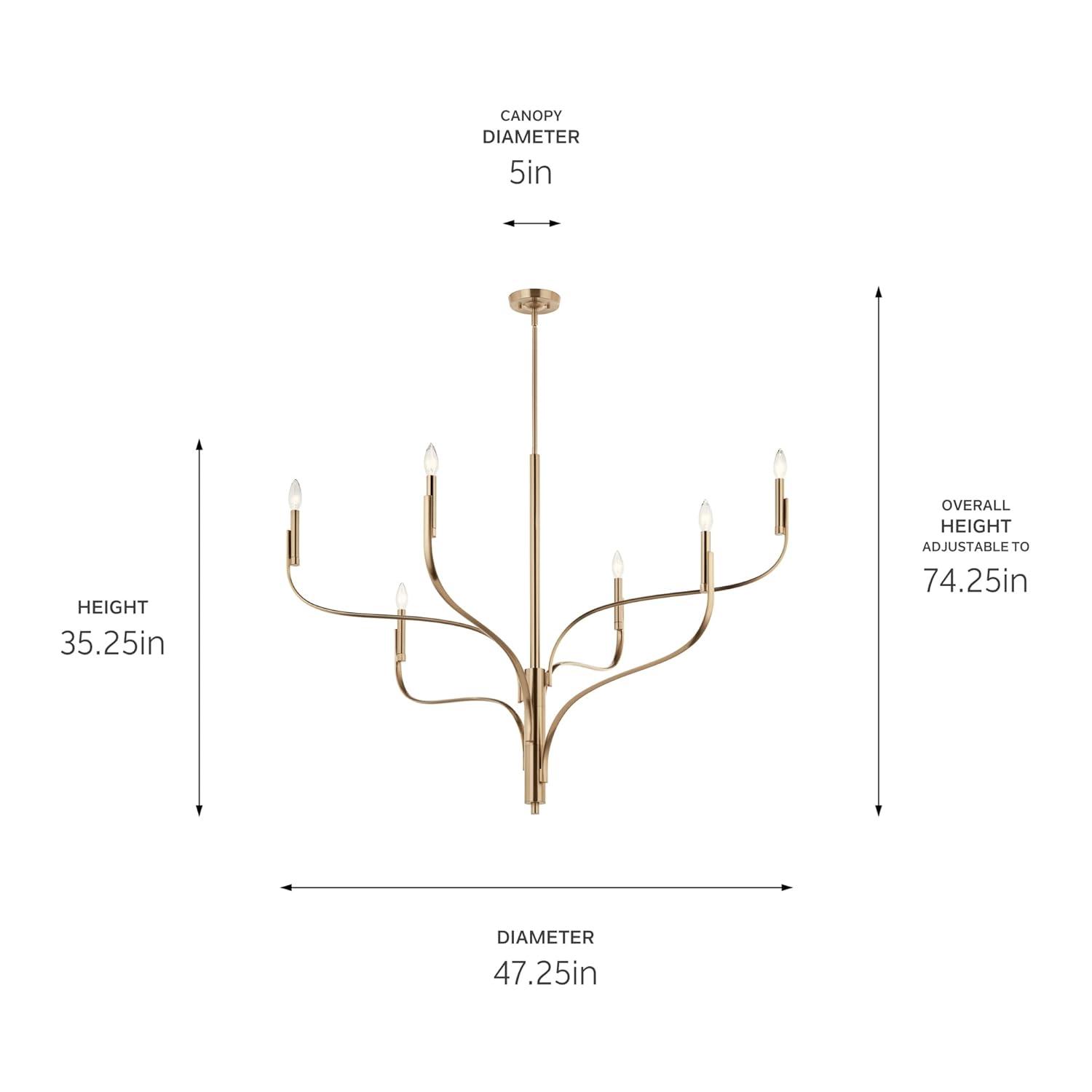 KICHLER Livadia 6-Light Chandelier, Soft Modern-Light in Champagne Bronze, for Foyer, Great Room, or Vaulted Dining or Bedroom (33.25" x 47.25"), 52674CPZ