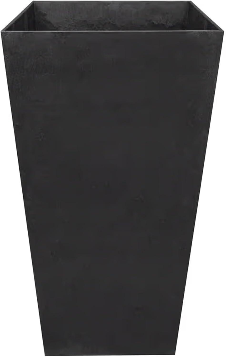 Tierra Verde 2pc Sonata Tall Square Indoor Outdoor Self-Watering Planter Pots Black 15"x28"