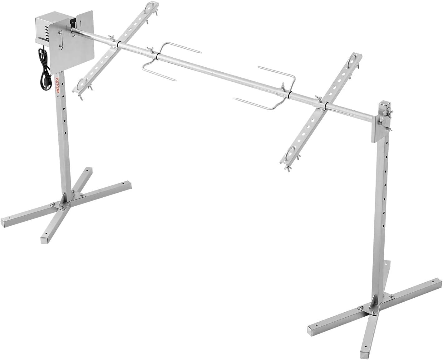 Electric BBQ Rotisserie Grill Kit, 132 lbs. Capacity, 56 in., 52W Motor, Stainless Steel, Spit Rod for Pig, Lamb